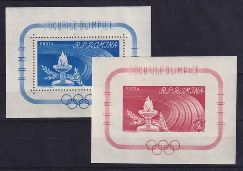 Rumänien 1960 Olympische Spiele in Rom Mi.-Nr. Block 46 und 47 postfrisch **