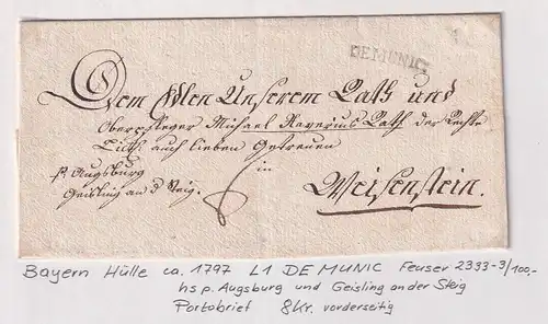 Bayern um 1797 Vorphila-Brief mit Einzeiler DE MUNIC