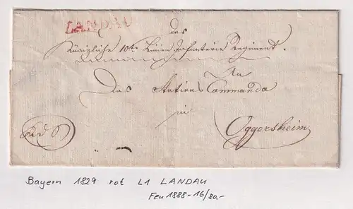 Bayern 1829 Vorphila-Brief mit Einzeiler LANDAU in rot