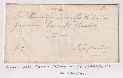 Bayern 1816 Vorphila-Brief mit Einzeiler MARKEL.R.4.