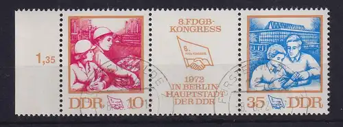 DDR 1972 FDGB-Kongress Mi.-Nr. 1761-1762 Zusammendruck O FÜRSTENWALDE