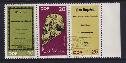 DDR 1968 Karl Marx (Mi.-Nr. 1365-1367 A) ZSD Mi.-Nr. W Zd 195 O FÜRSTENWALDE
