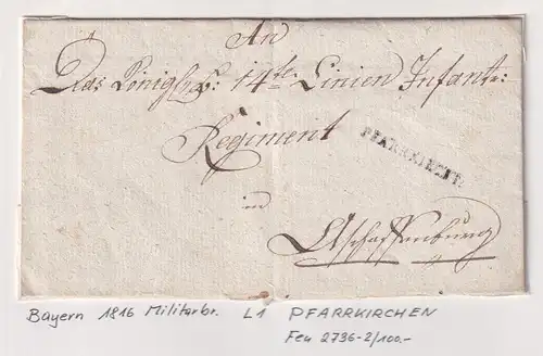 Bayern 1816 Vorphila-Brief mit Einzeiler PFARRKIRCHEN