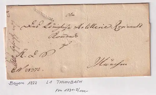 Bayern 1822 Vorphila-Brief mit Einzeiler THUMBACH