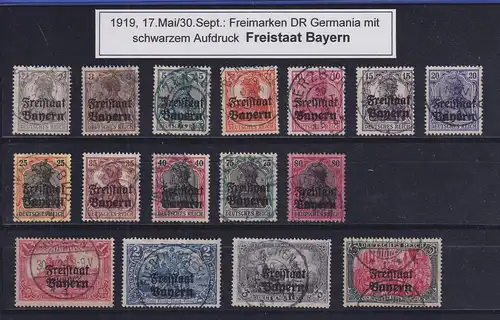 Bayern 1919 Germania Aufdruck Freistaat Bayern Mi.-Nr. 136-151 gestempelt