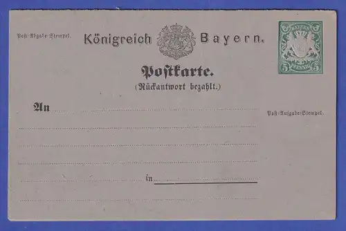 Bayern Ganzsache Postkarte Mi.-Nr. P 10/01 Abart N statt R in Rückantwort *