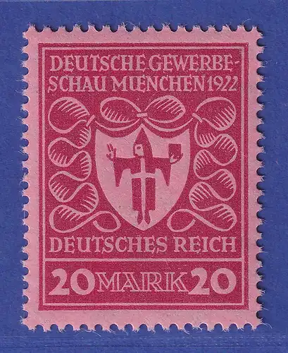 Dt. Reich 1922 Gewerbeschau München 20 Mark seltene Farbe Mi.-Nr. 204b ** 