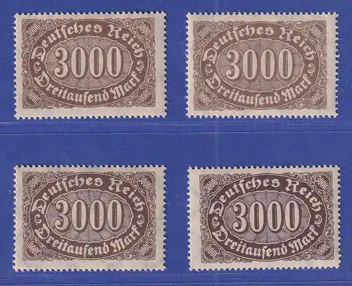 Dt. Reich 1923 Ziffer Queroval 3000 Mark alle 4 Farben Mi.-Nr. 254 a,b,c,d ** 