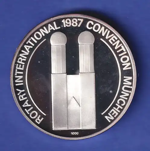 Silbermedaille Rotary International Convention München 1987 Frauenkirche 30,8g