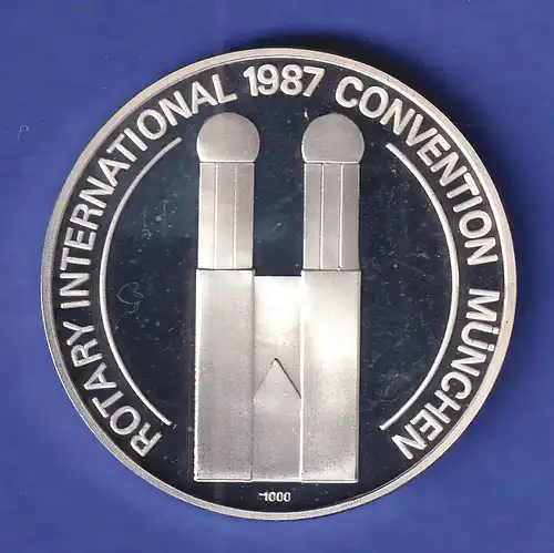 Silbermedaille Rotary International Convention München 1987 Frauenkirche, 30,8g