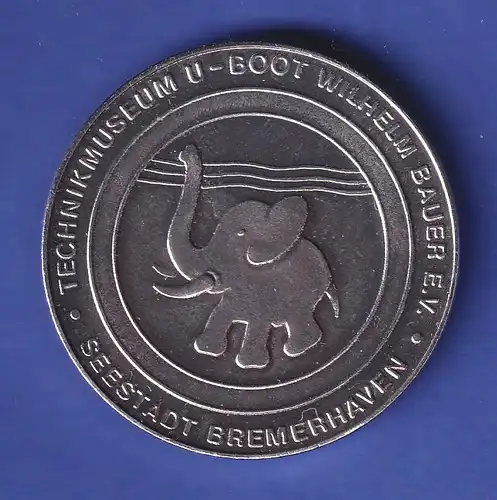 Medaille Seestadt Bremerhaven: Elefant und U-Boot Typ XXI U2540 Wilhelm Bauer