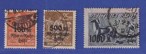 Dt. Reich 1923 Rhein-Ruhr-Hilfe Mi.-Nr. 258-260 gestempelt gepr. INFLA Berlin