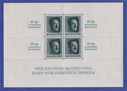 Deutsches Reich 1937 Hitler Reichsparteitag Mi.-Nr. Block 11 postfrisch **