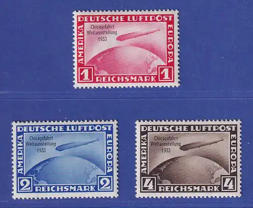 Deutsches Reich 1933 Zeppelin Chicagofahrt Mi.-Nr. 496-498 ungebraucht *