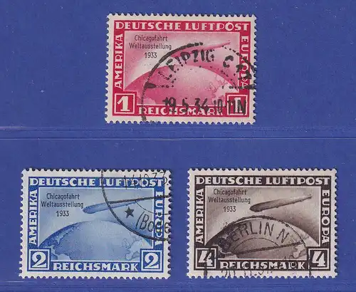 Deutsches Reich 1933 Zeppelin Chicagofahrt Mi.-Nr. 496-498 gestempelt