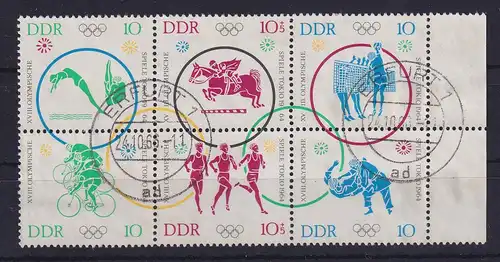 DDR 1964 Olympische Sommerspiele Mi.-Nr. 1039-1044 Sechserblock gestempelt