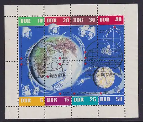DDR 1962 Sowjetische Weltraumflüge Mi.-Nr. 926-933 Kleinbogen Ersttags-So.-O