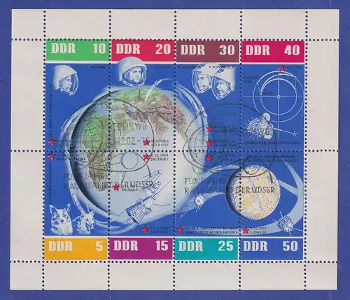 DDR 1962 Sowjetische Weltraumflüge Mi.-Nr. 926-933 Kleinbogen mit Ersttags-So.-O