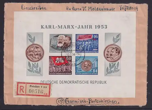 DDR 1953 Karl-Marx-Block Mi.-Nr. Block 9 B auf Briefstück