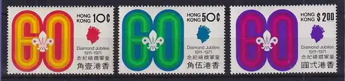 Hongkong 1971 Pfadfinder-Jubiläum Mi.-Nr. 255-257 postfrisch **