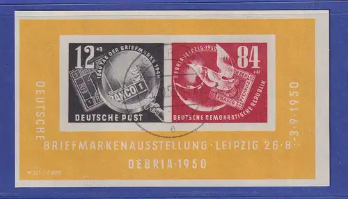 DDR 1950 Briefmarkenausstellung DEBRIA  Mi.-Nr. Block 7 gestempelt MAGDEBURG