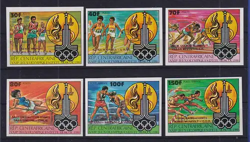 Zentralafrikanische Republik 1980 Olympiade Moskau Mi-Nr.726-731 b B ** 