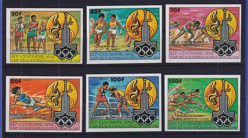 Zentralafrikanische Republik 1980 Olympiade Mi-Nr. 726-730 a, 731 I B ** 