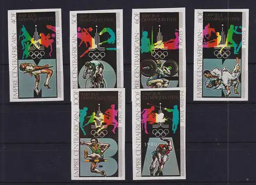 Zentralafrika 1979 Olympische Spiele in Moskau Mi.-Nr. 615-620 B postfrisch ** 