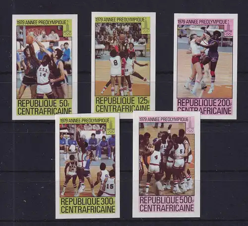 Zentralafrika 1979 Vor-Olympisches Jahr Basketball Mi.-Nr. 653-657 B ** 
