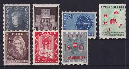 Österreich 1956 kompletter Jahrgang 7 Werte Mi.-Nr. 1024-1030 postfrisch **