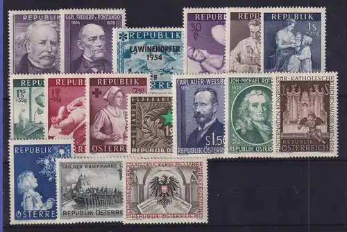 Österreich 1954 kompletter Jahrgang 16 Werte Mi.-Nr. 996-1011 postfrisch **