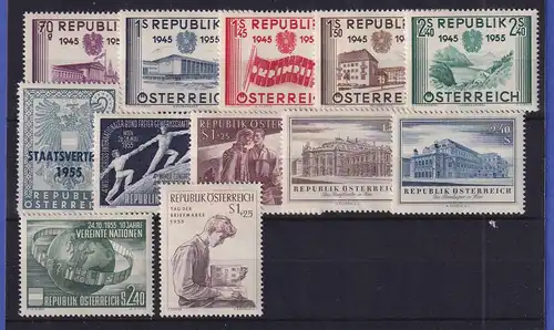 Österreich 1955 kompletter Jahrgang 12 Werte Mi.-Nr. 1012-1023 postfrisch **