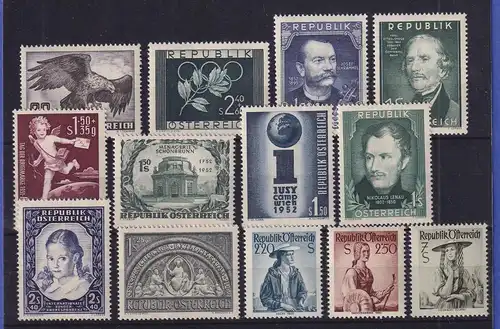 Österreich 1952 kompletter Jahrgang 13 Werte Mi.-Nr. 968-980 postfrisch **