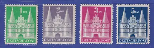 Bizone Bauten Holstentor-Markwerte in Type II (hohe Treppe) Mi.-Nr. 97-100 II **