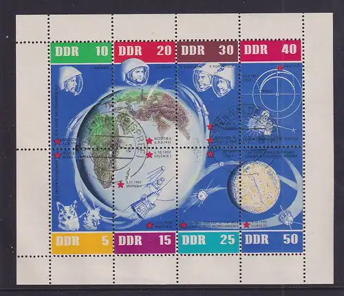 DDR 1962 Sowjetische Weltraumfahrt Kleinbogen Mi.-Nr. 926-33 O FÜRSTENWALDE