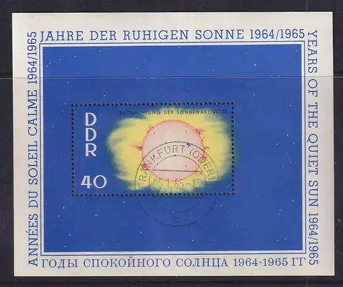 DDR 1964 Jahre der Ruhigen Sonne 40Pfg Mi.-Nr. Block 21 gest. FRANKFURT (ODER)