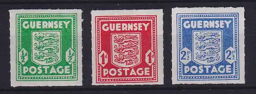 Dt. Besetzung 2.WK, Guernsey  Freimarken Wappen,  Mi.-Nr. 1-3  kpl. Satz **
