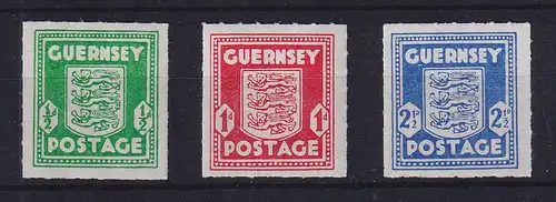Dt. Besetzung 2.WK, Guernsey  Freimarken Wappen  Mi.-Nr. 1-3  kpl. Satz **