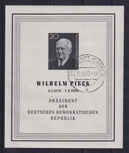 DDR 1960 Wilhelm Pieck-Block Mi-Nr. Block 16 mit Tages-O FRANKFURT (ODER)