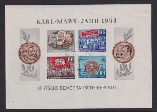 DDR 1953  Karl Marx-Block Mi.-Nr. Block 9B mit Tages-O FÜRSTENWALDE (SPREE) 