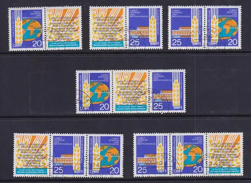 DDR 1970 Brotkongress Mi.-Nr. 1575-76 kpl. Garnitur 6 ZSD echt O FÜRSTENWALDE