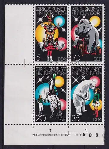 DDR 1978 Zirkuskunst Mi.-Nr. 2364-67  ER-Viererblock mit DV echt O FÜRSTENWALDE