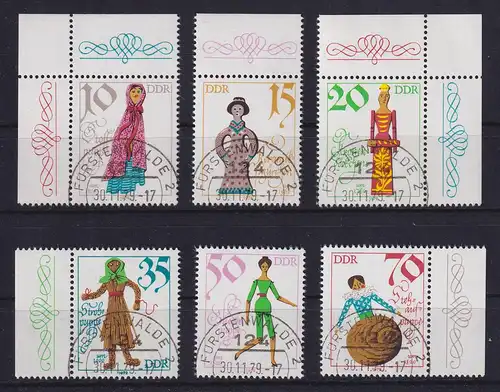 DDR 1979 Alte Puppen Einzelmarken aus KLB Mi.-Nr. 2472-2477  O FÜRSTENWALDE