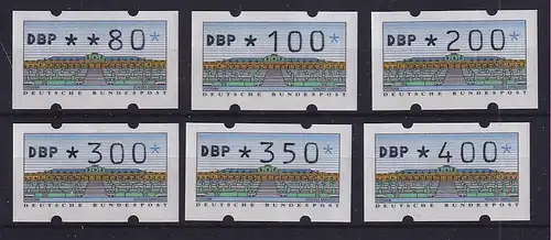 Deutschland ATM Sanssouci Typ N Satz 6 Werte 80-400 Pfg Mi-Nr. 2.1.2 VS1 **