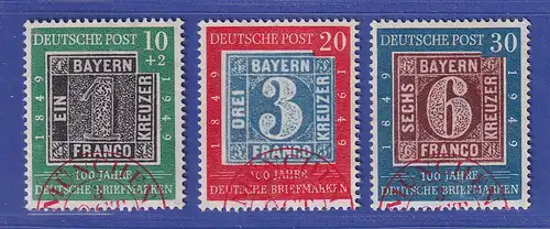 Bundesrepublik 1949 100 Jahre dt. Briefmarken Mi-Nr. 113-115 roter So.-O MÜNCHEN