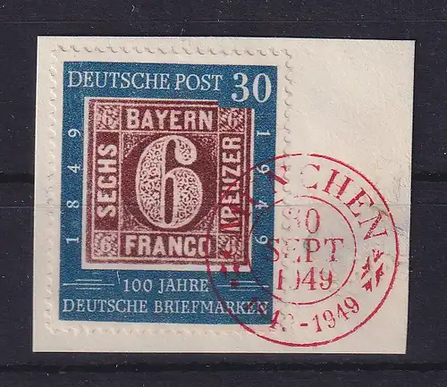 Bundesrepublik 1949 - 100 Jahre Briefmarken Mi.-Nr. 115 mit So.-O auf Briefstück