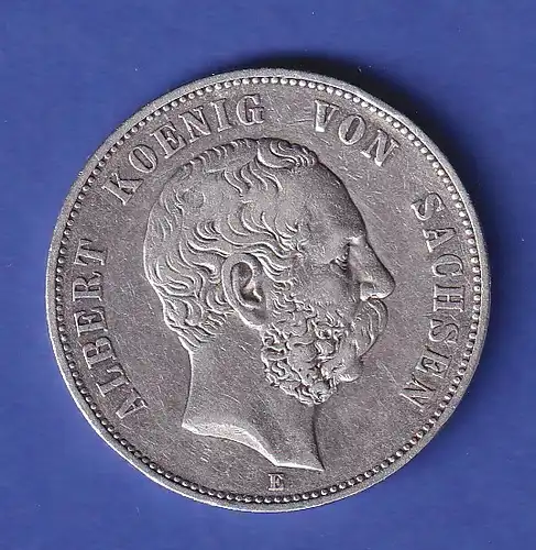 Sachsen Silbermünze 5 Mark König Albert 1901 E 