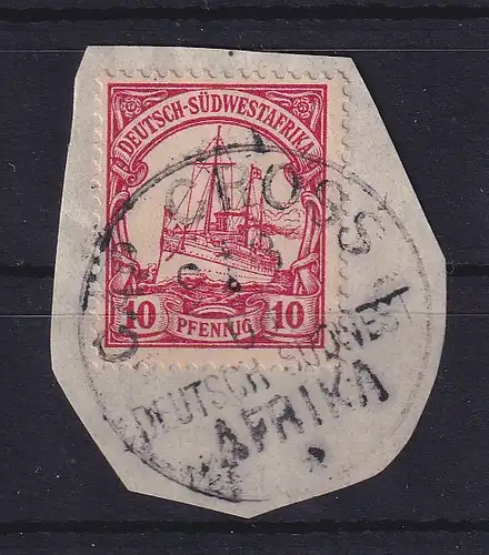 Deutsch-Südwestafrika 1903 Stempel CAP CROSS auf Mi.-Nr. 13 auf Briefstück