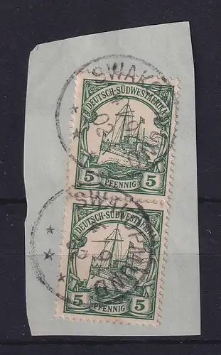 Deutsch-Südwestafrika 1902 Stempel SWAKOPMUND auf senkr. Paar Mi.-Nr. 12