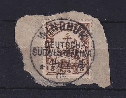 Deutsch-Südwestafrika 1905 Stempel WINDHUK auf Mi.-Nr. 11 auf Briefstück